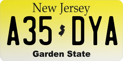 NJ license plate A35DYA