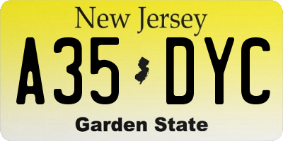 NJ license plate A35DYC