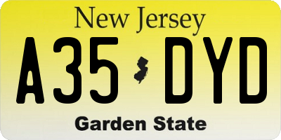 NJ license plate A35DYD