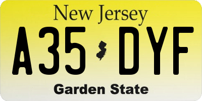 NJ license plate A35DYF