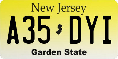 NJ license plate A35DYI