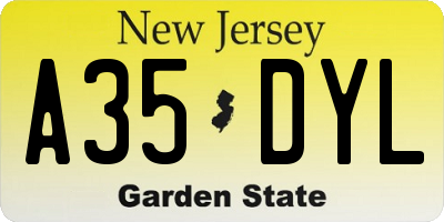 NJ license plate A35DYL