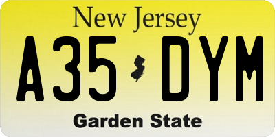 NJ license plate A35DYM