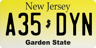 NJ license plate A35DYN