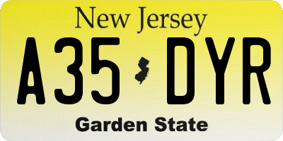 NJ license plate A35DYR
