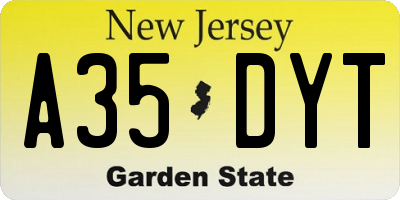NJ license plate A35DYT