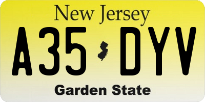 NJ license plate A35DYV