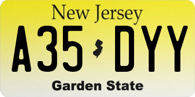 NJ license plate A35DYY
