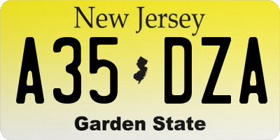 NJ license plate A35DZA