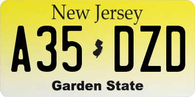 NJ license plate A35DZD