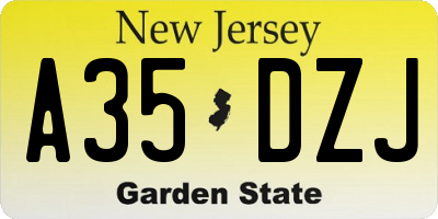 NJ license plate A35DZJ
