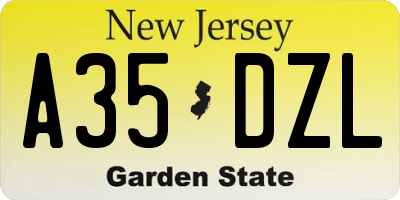 NJ license plate A35DZL