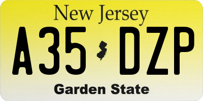 NJ license plate A35DZP