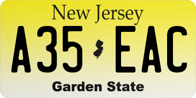 NJ license plate A35EAC