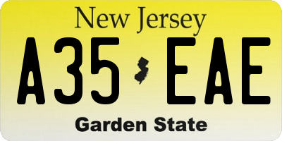 NJ license plate A35EAE