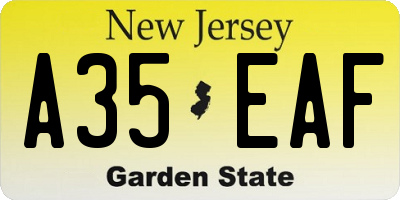 NJ license plate A35EAF