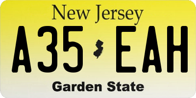 NJ license plate A35EAH