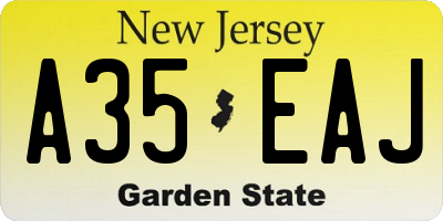 NJ license plate A35EAJ