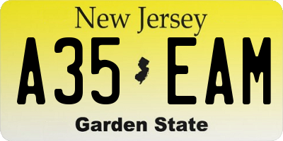 NJ license plate A35EAM