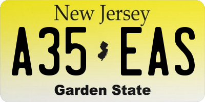 NJ license plate A35EAS