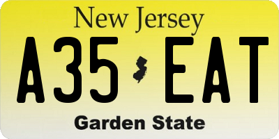 NJ license plate A35EAT