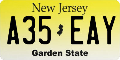 NJ license plate A35EAY