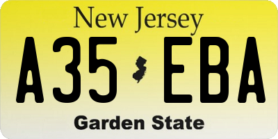 NJ license plate A35EBA