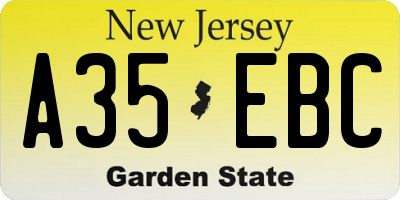 NJ license plate A35EBC