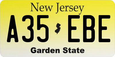 NJ license plate A35EBE