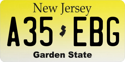 NJ license plate A35EBG
