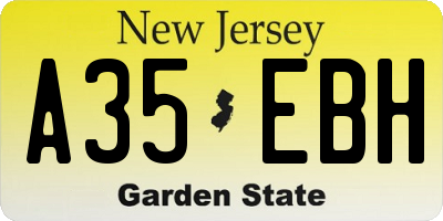 NJ license plate A35EBH
