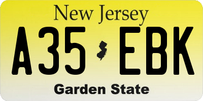 NJ license plate A35EBK