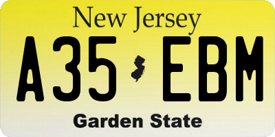 NJ license plate A35EBM