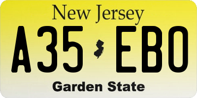 NJ license plate A35EBO