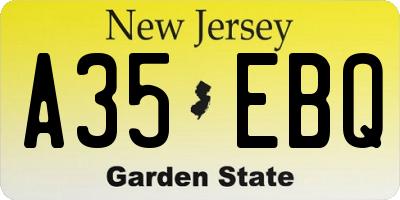 NJ license plate A35EBQ