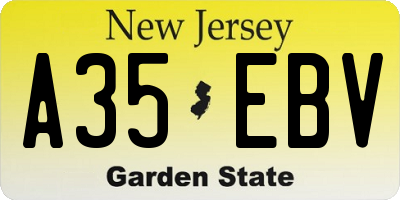 NJ license plate A35EBV