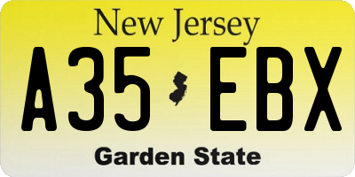 NJ license plate A35EBX