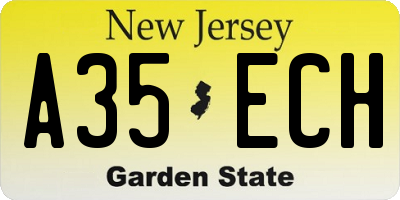 NJ license plate A35ECH