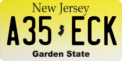 NJ license plate A35ECK
