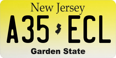 NJ license plate A35ECL