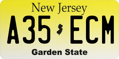 NJ license plate A35ECM