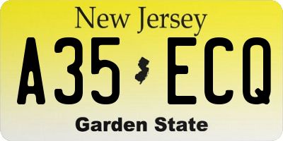 NJ license plate A35ECQ