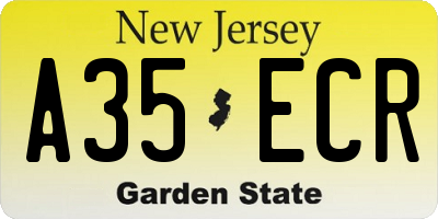 NJ license plate A35ECR
