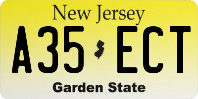 NJ license plate A35ECT