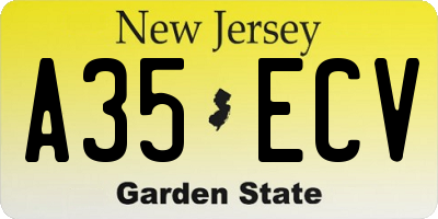 NJ license plate A35ECV