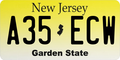 NJ license plate A35ECW