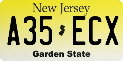 NJ license plate A35ECX