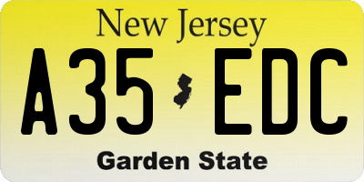 NJ license plate A35EDC