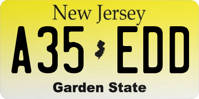 NJ license plate A35EDD
