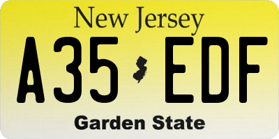 NJ license plate A35EDF